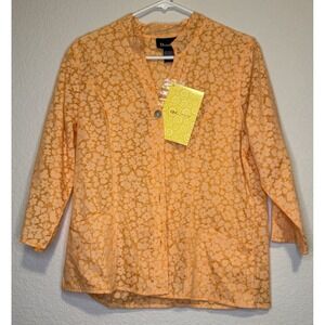 Denim & Co. Floral Print Top Blouse Women's Size Small‎ Orange